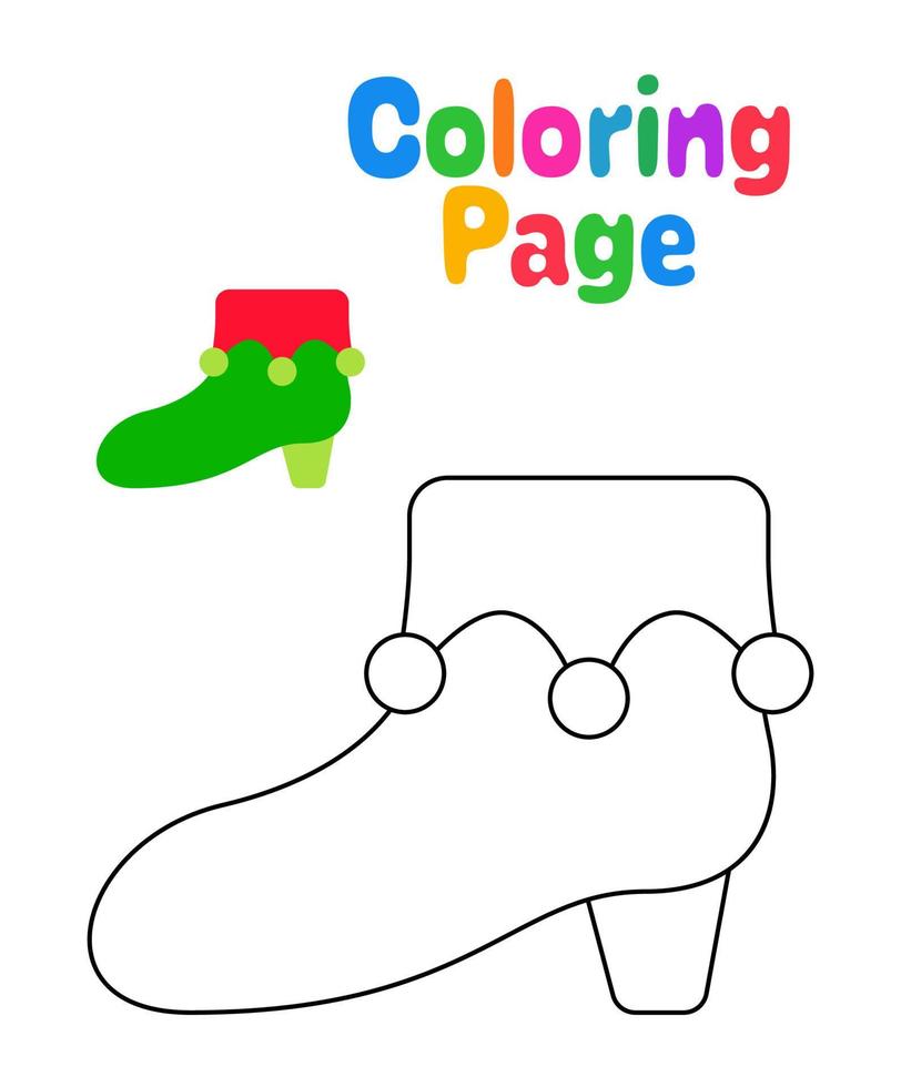 Coloring page with Elf shoe for kids vector