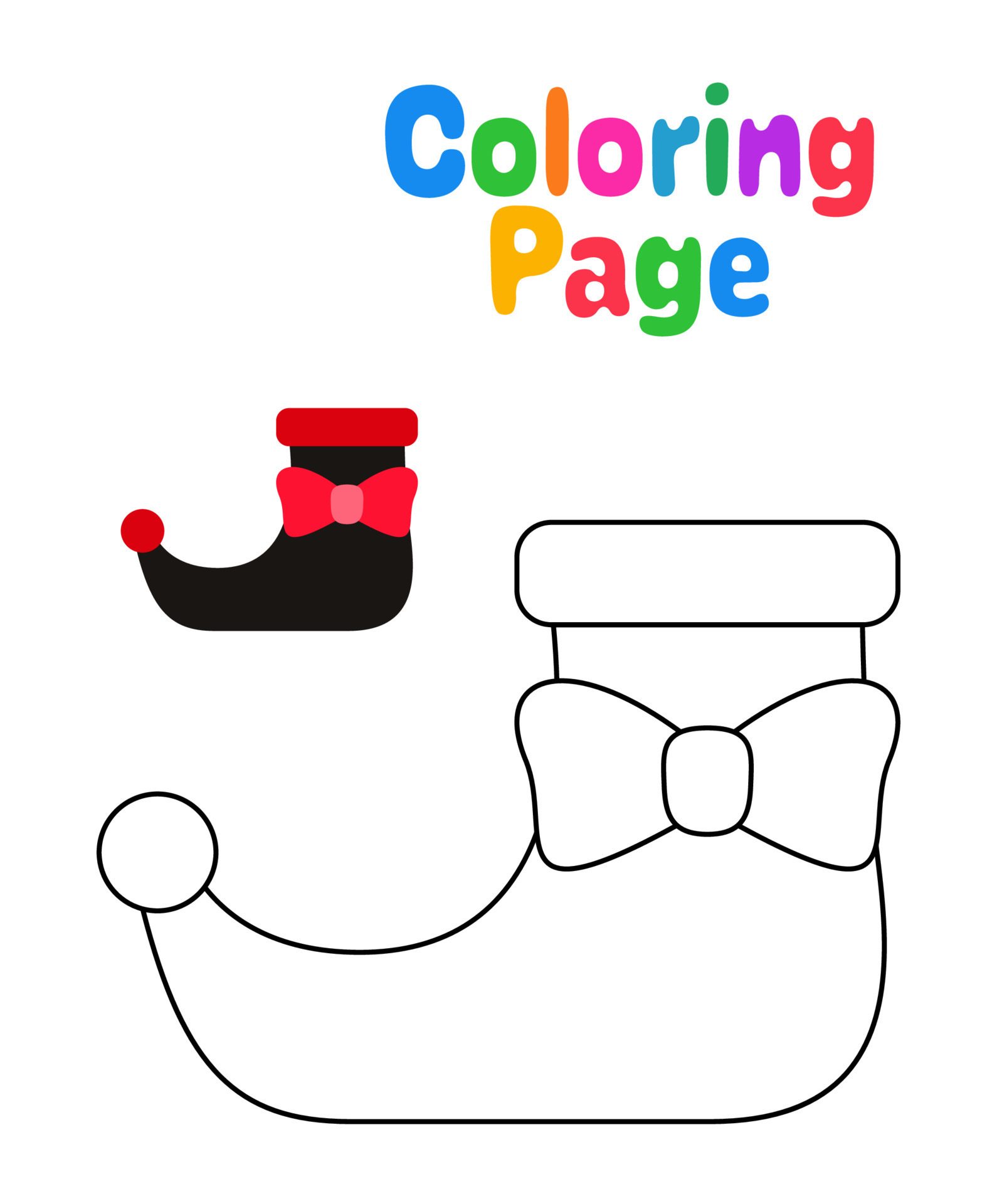 Coloring page with Elf shoe for kids 13589873 Vector Art at Vecteezy