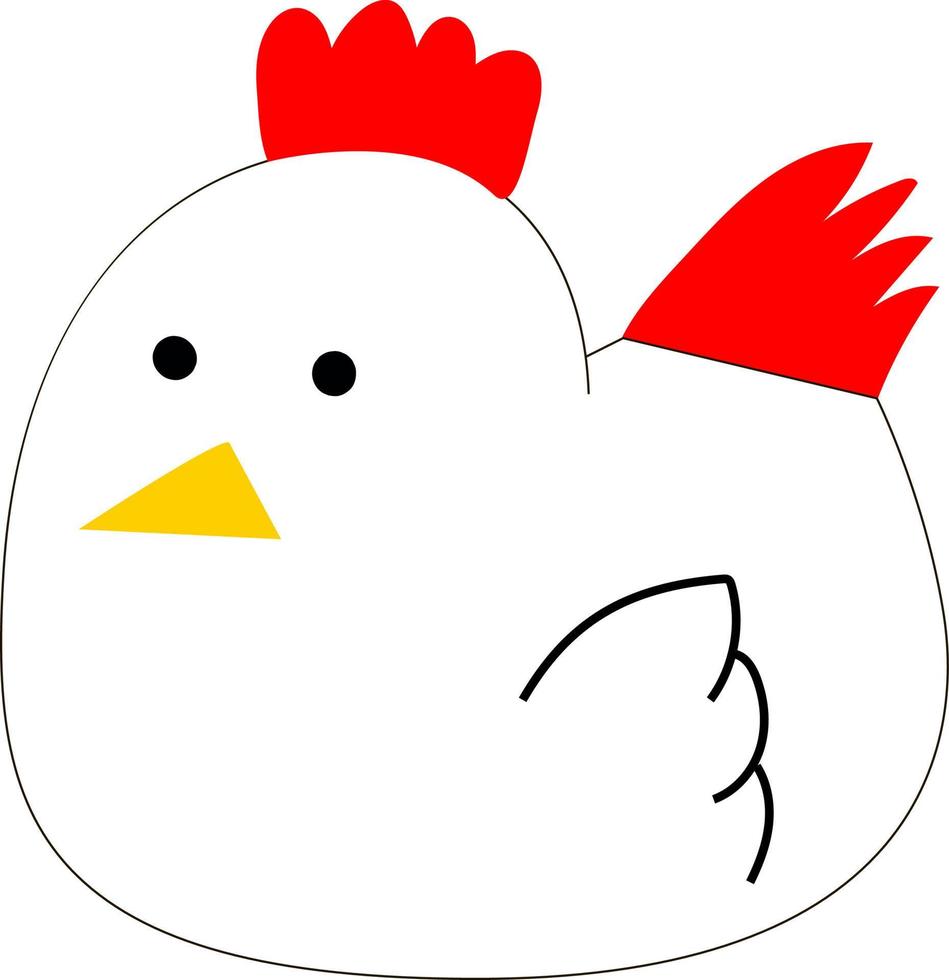 Funny hen, illustration, vector on white background.