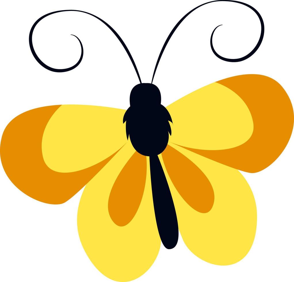 Yellow butterfly, illustration, vector on white background.