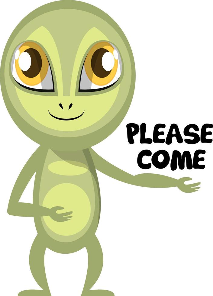 Alien calling someone, illustration, vector on white background.