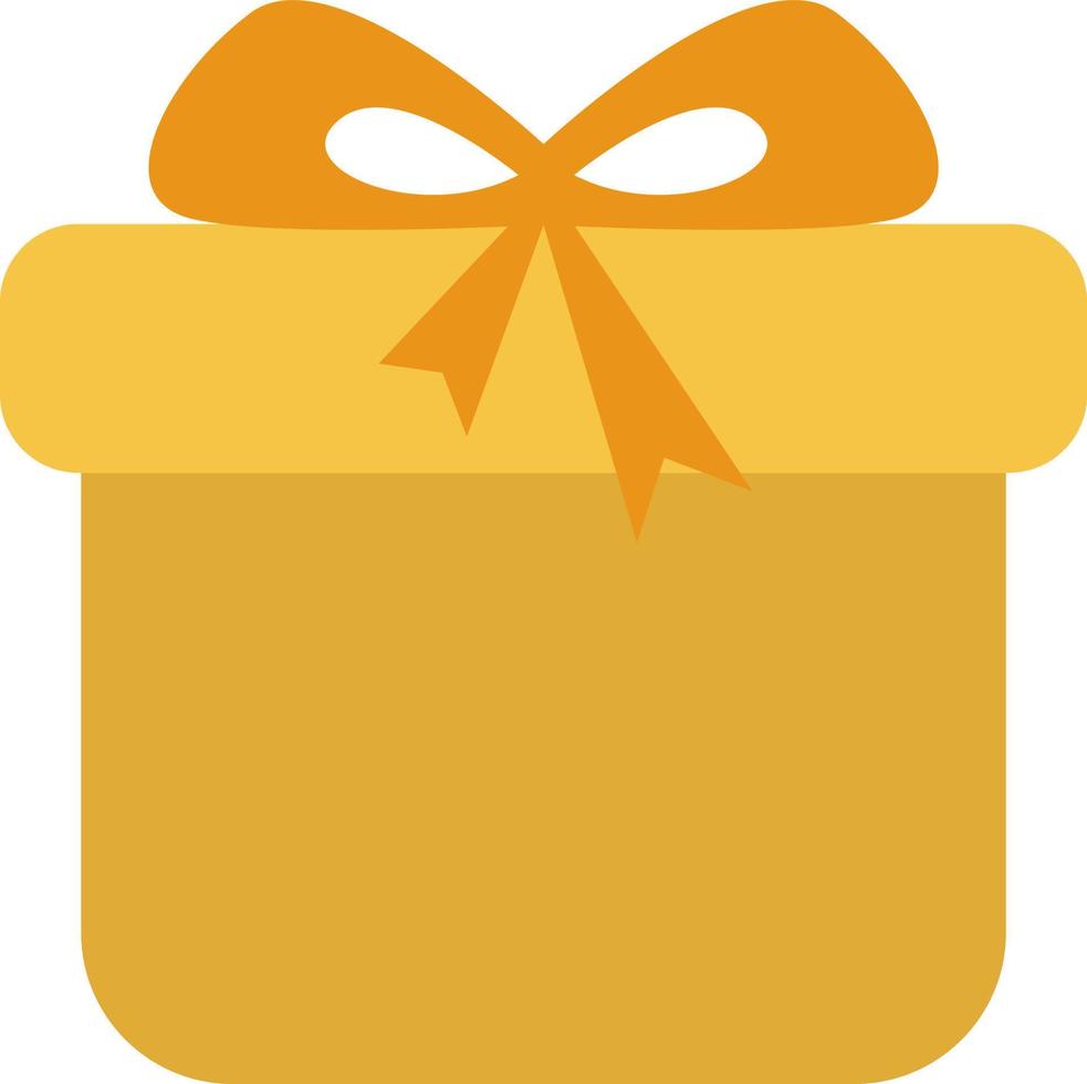 Yellow present box, illustration, vector on a white background.