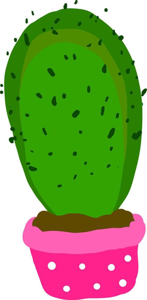 Big cactus in a pot, illustration, vector on white background.
