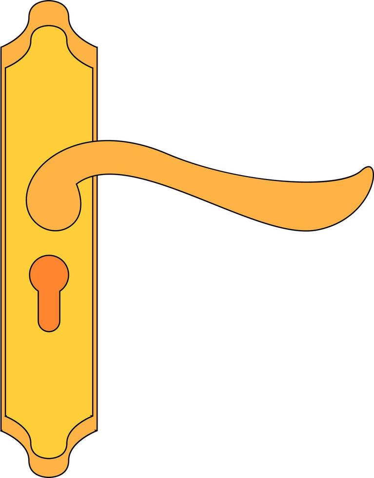 Gold door knob, illustration, vector on white background.