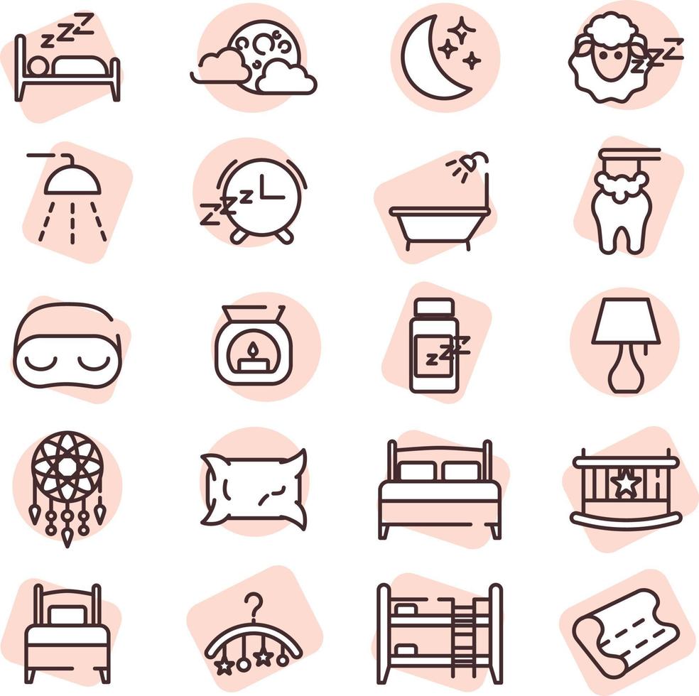 Sleep icon set, illustration, vector on a white background.