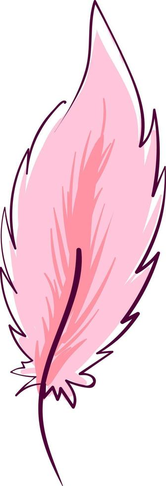 Pink feather, illustration, vector on white background.