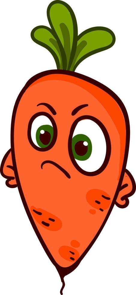 Angry carrot, illustration, vector on a white background.