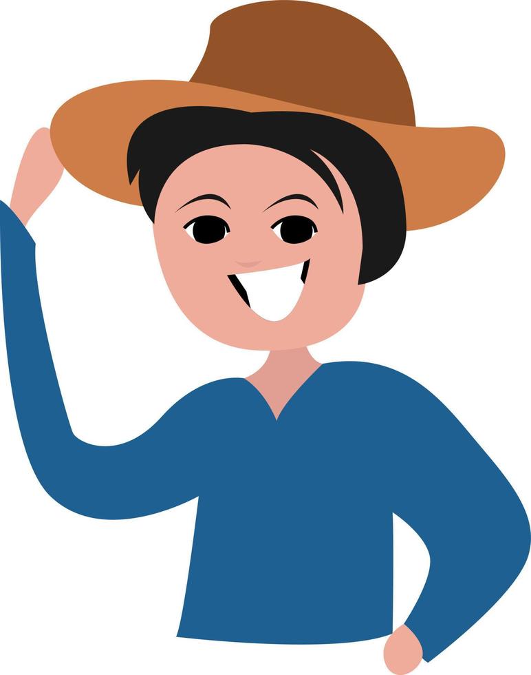 Man with hat, illustration, vector on white background.