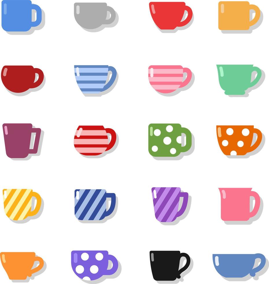 Cute coffee cups, illustration, vector on a white background
