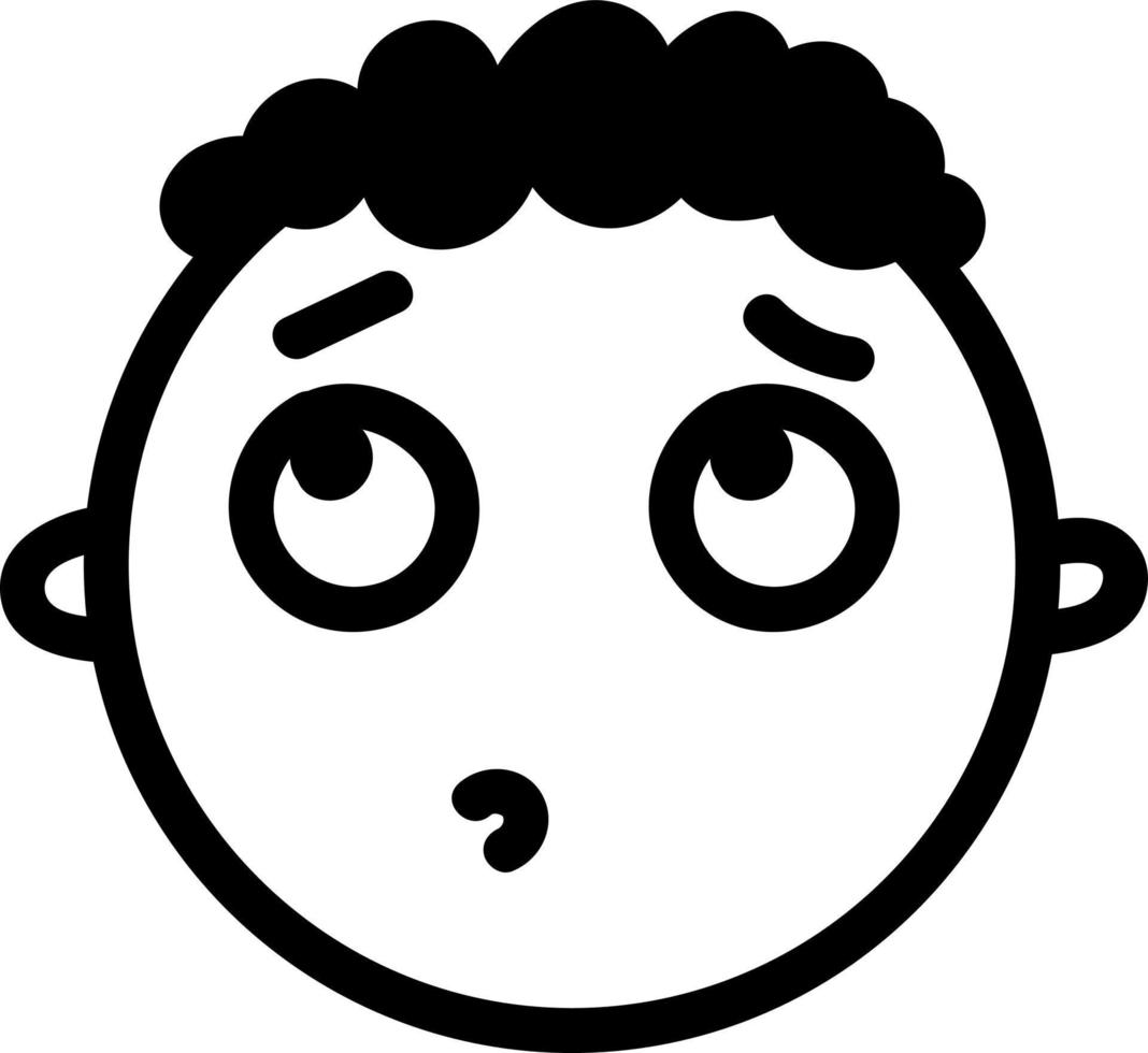 Worried boy, icon illustration, vector on white background