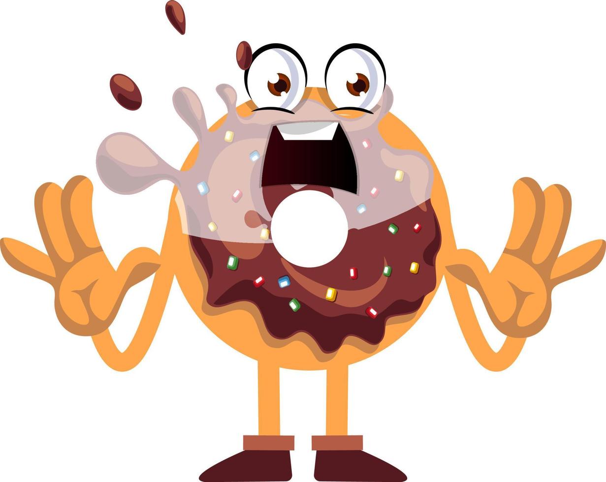 Scared donut, illustration, vector on white background.