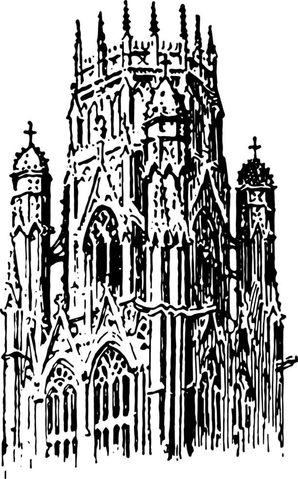 Lantern Tower at St. Ouen - Rouen, France, vintage engraving. vector