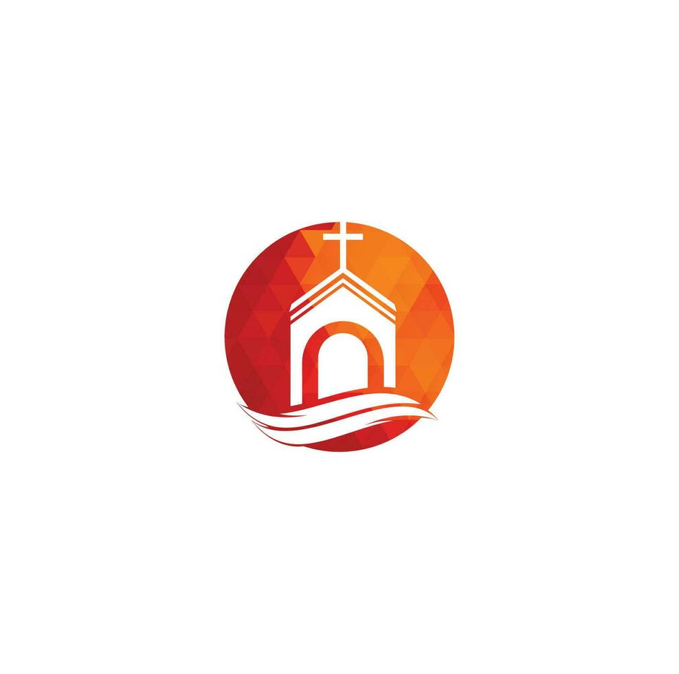 Church building logo design. Template logo for churches and Christian. Cross church building logo. vector