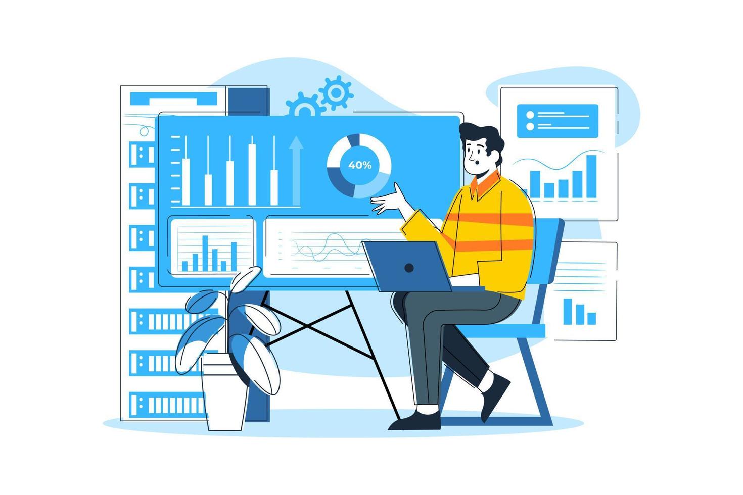 Businessman analyzing data Illustration concept on white background vector