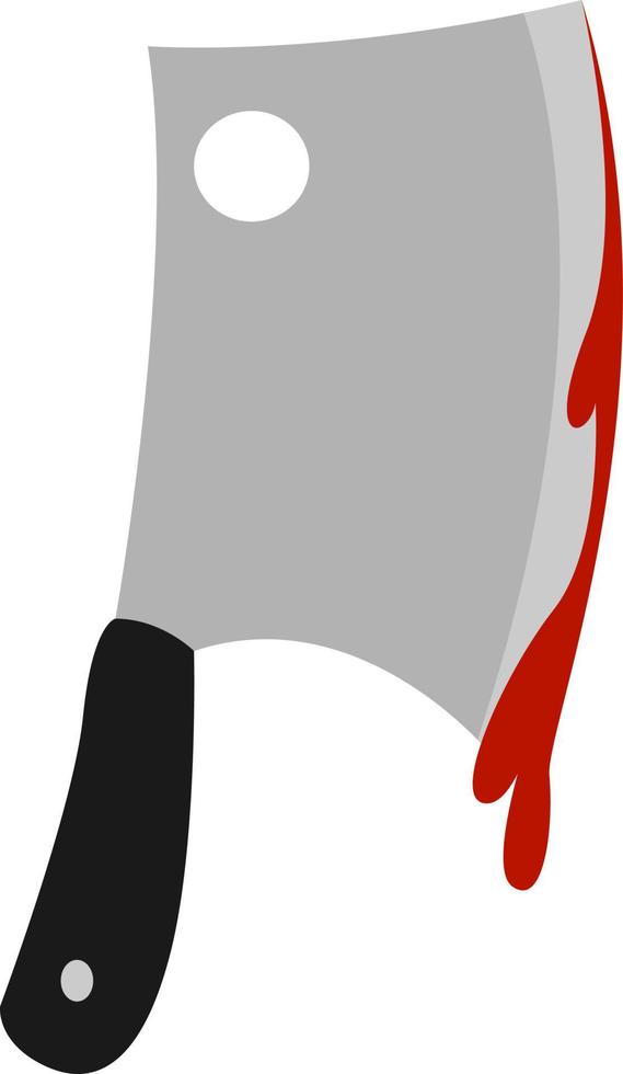 Bloody knife, illustration, vector on white background.