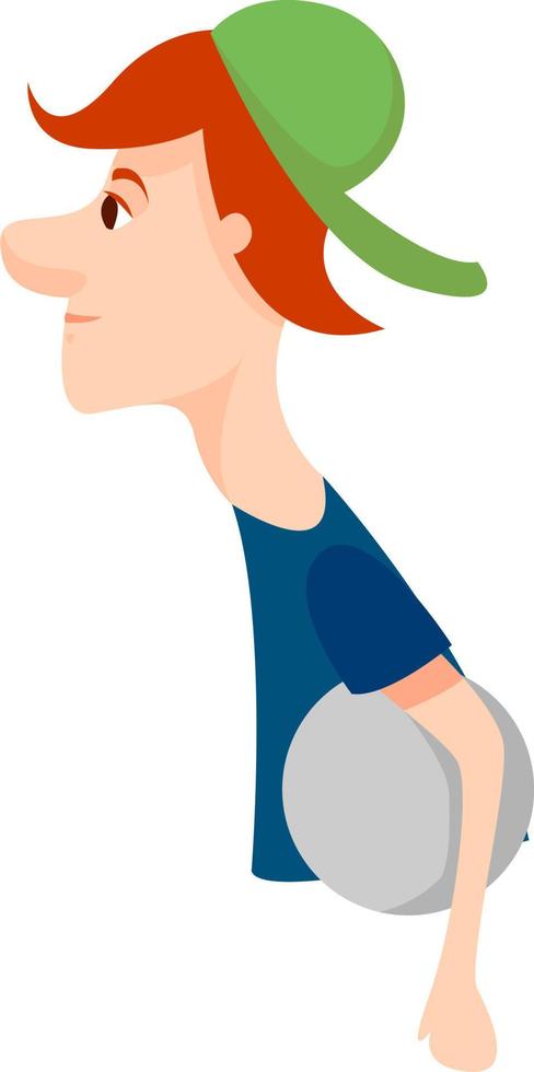 Boy with green hat, illustration, vector on white background.