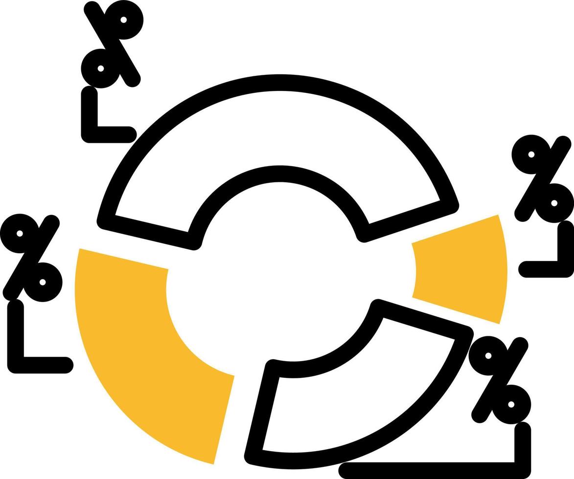 Data percent chart, illustration, vector on a white background.