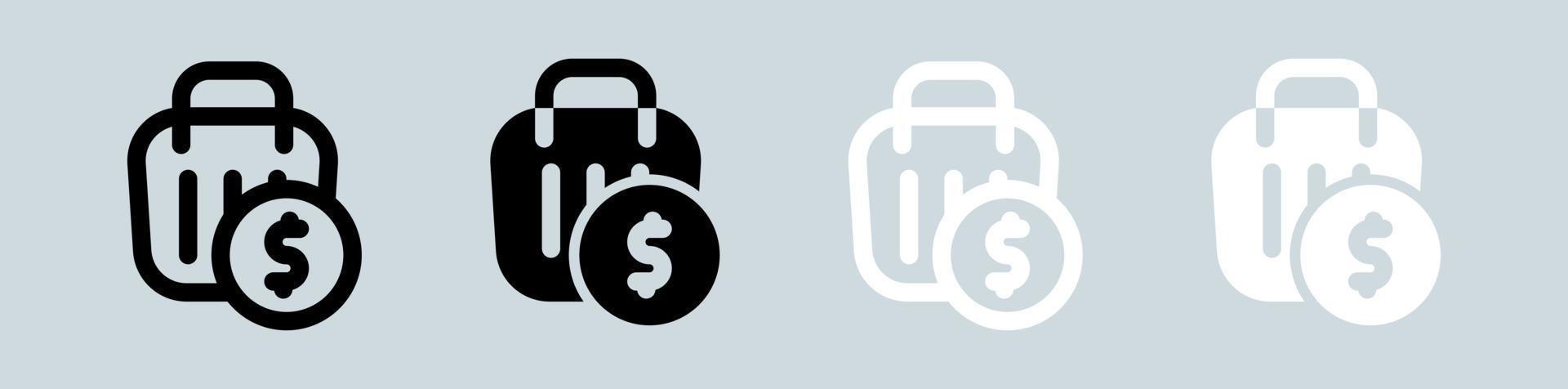 Checkout icon set in black and white. Purchase signs vector illustration.