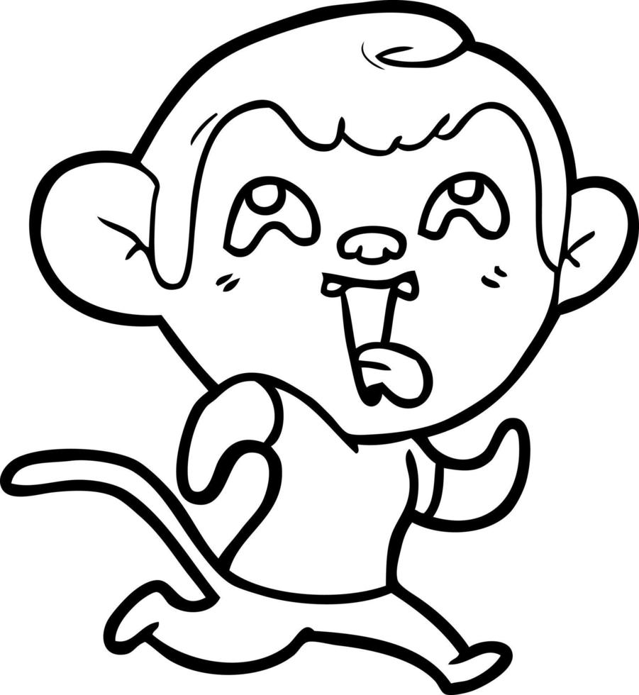 Cartoon line art crazy monkey vector