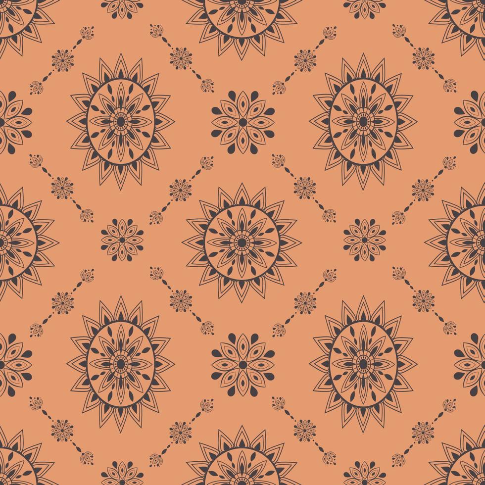 Vector seamless mandala with a pattern. Patterned background with doodles.Decorative elements on a beige background. Islam, Arab, Indian.Ottoman motives.Suitable for printing on fabric or paper.