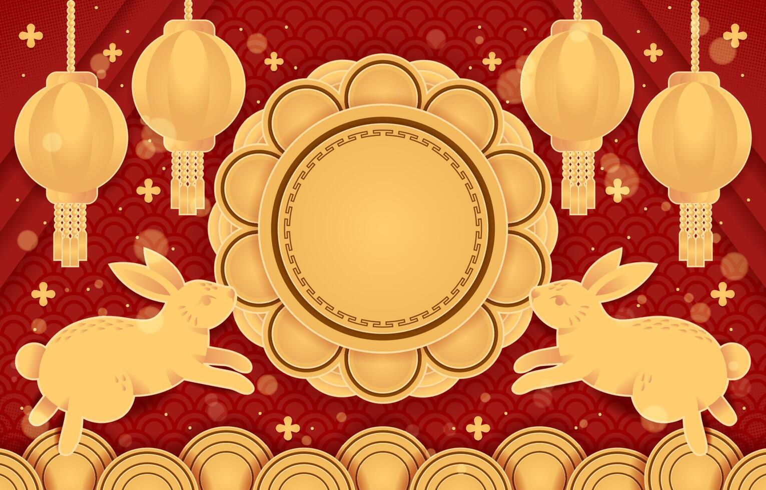 Chinese New Year Background With Rabbits vector