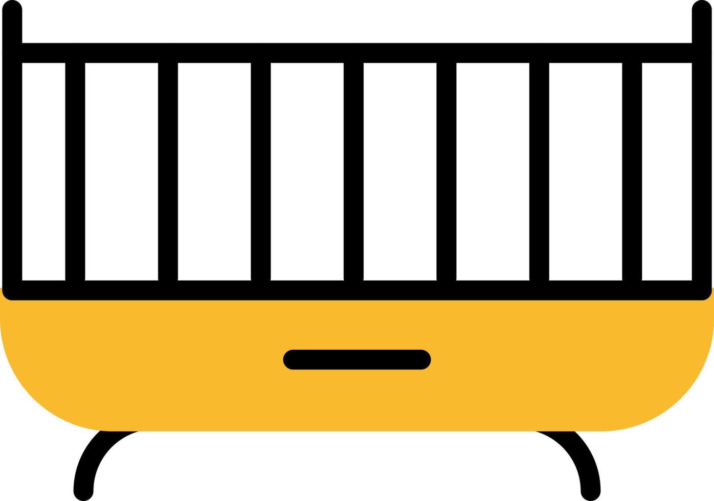 Yellow baby crib, illustration, vector on a white background.