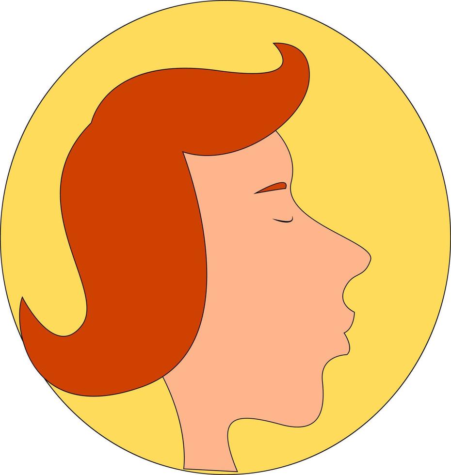 Perfil de niño jengibre, ilustración, vector sobre fondo blanco.