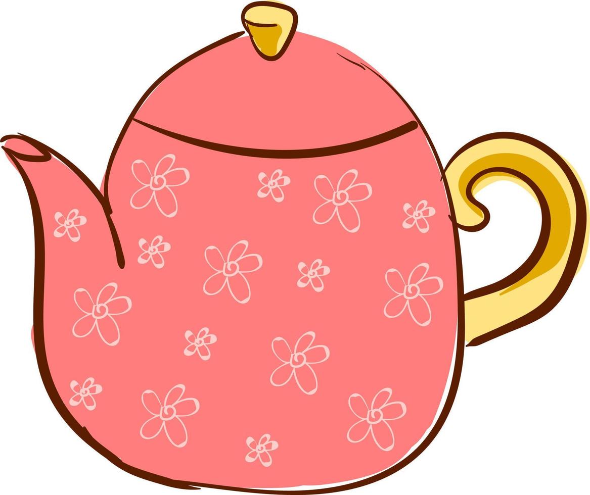 Pink teapot, illustration, vector on white background.