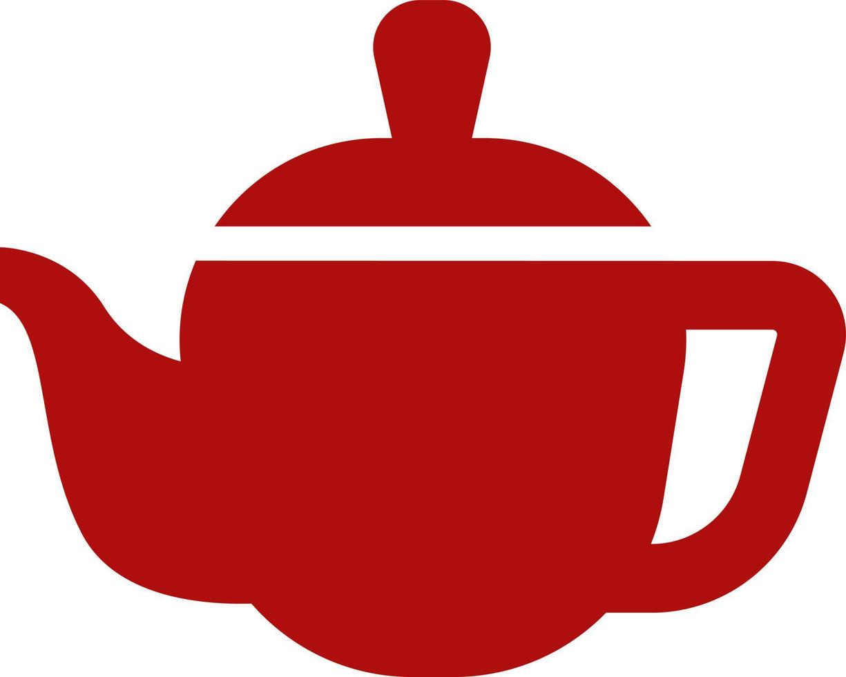 Red teapot, icon illustration, vector on white background