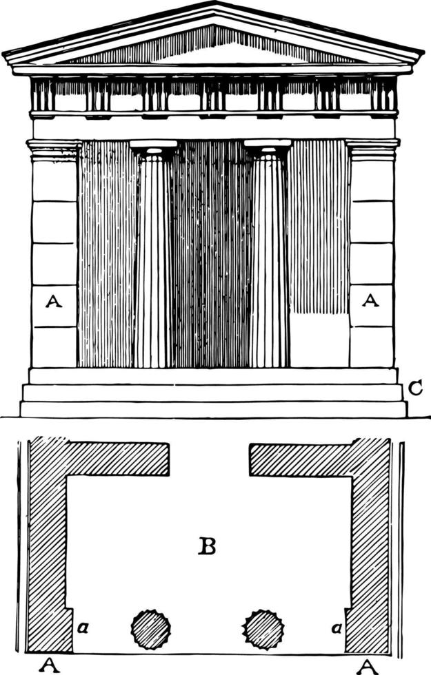 Anta doorway vintage engraving. vector