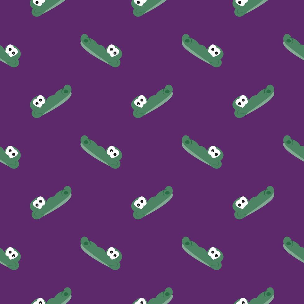 Crocodile heead , seamless pattern on a dark purple background