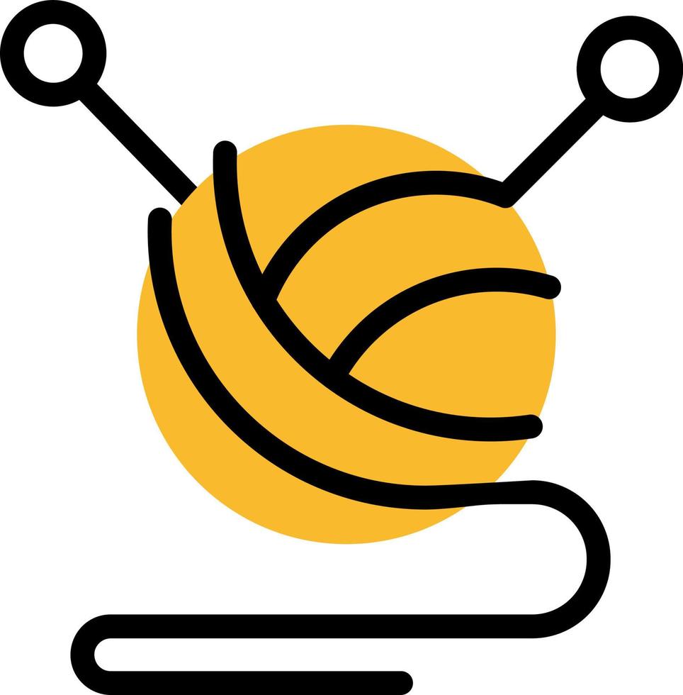 Yam with knitting needles, illustration, vector on a white background.