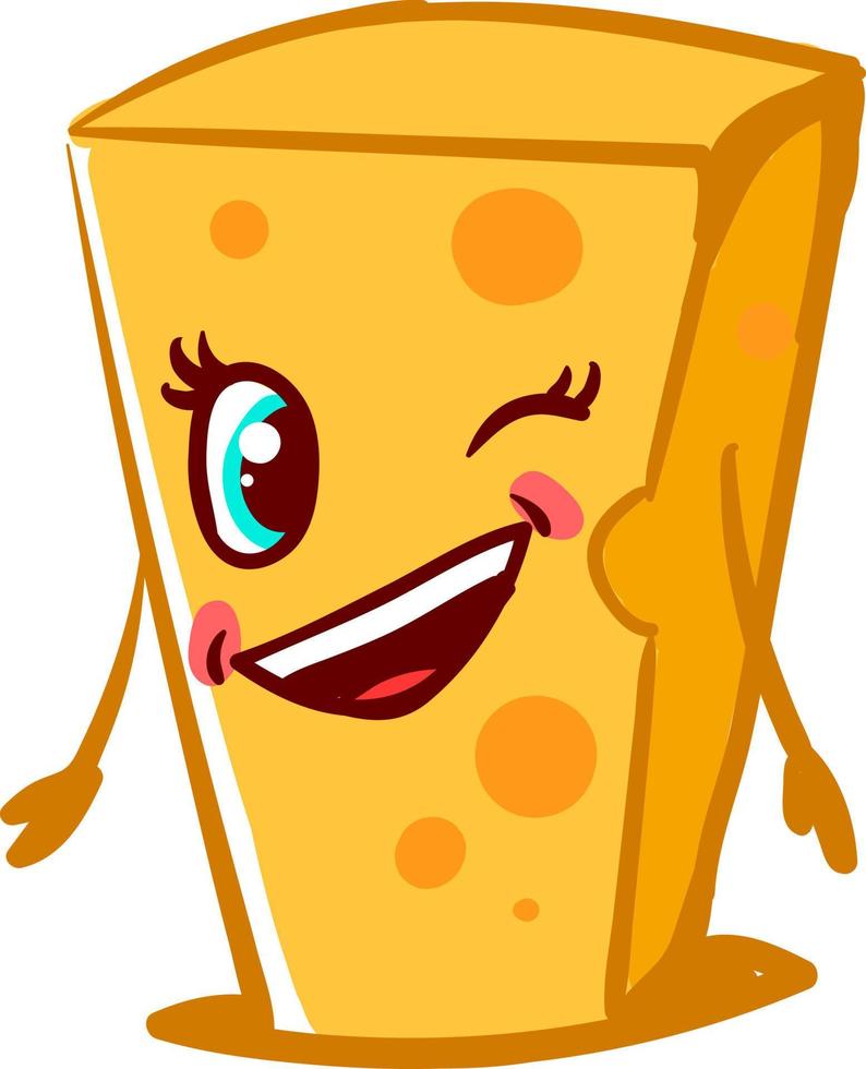 Winking cheese, illustration, vector on white background
