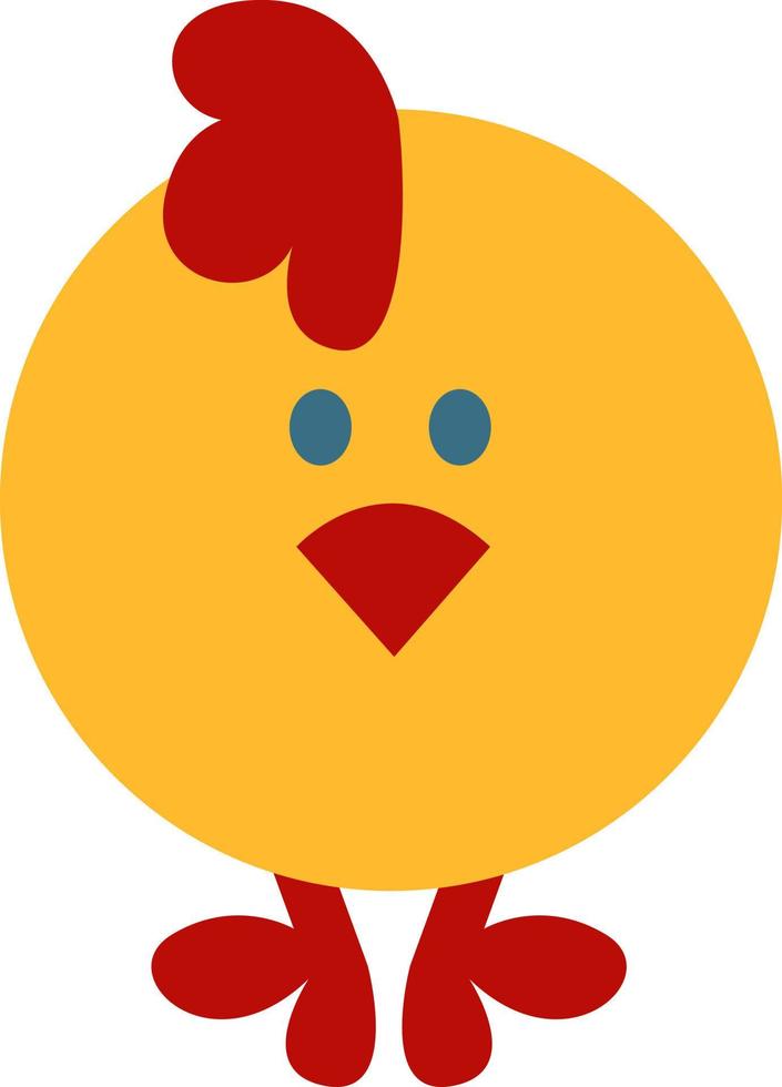 Juguete de pollito amarillo, ilustración, vector sobre fondo blanco.