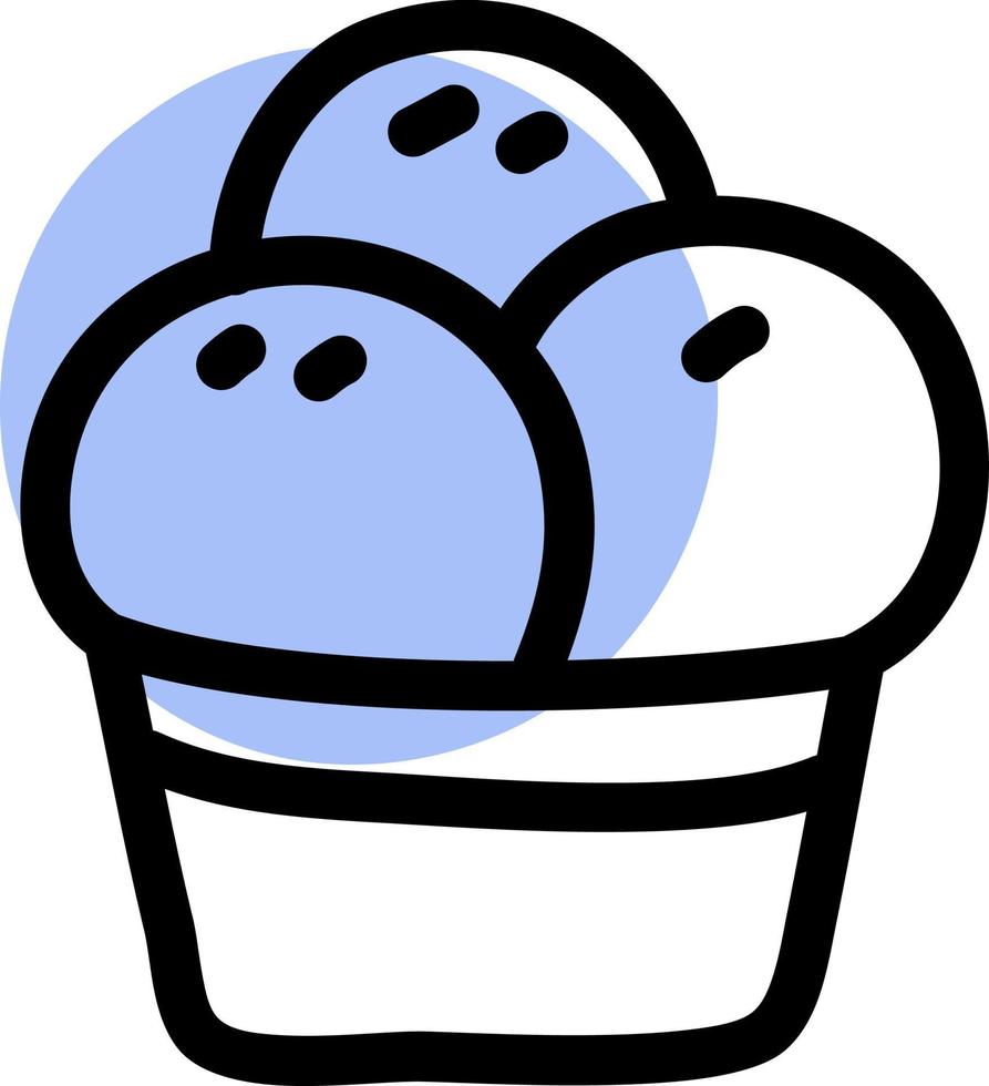 Blue ice cream in a bowl, illustration, vector on a white background