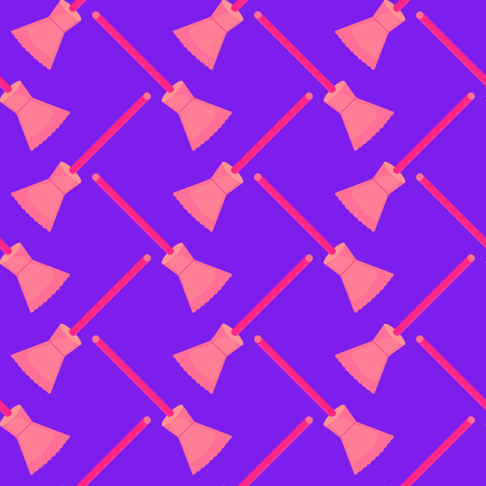 Small brooms ,seamless pattern on purple background. 13591286 Vector