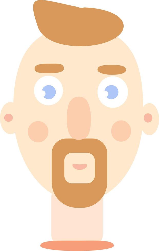 Bearded man, illustration, vector on white background.