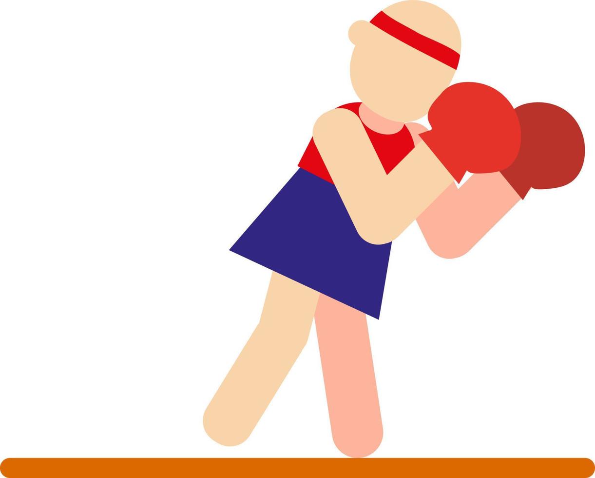 Girl boxing, illustration, vector on a white background.