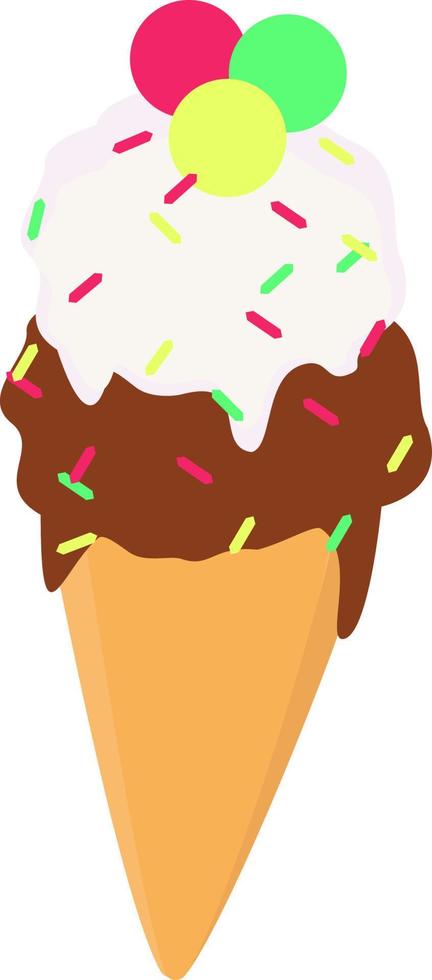 Helado de vainilla, ilustración, vector sobre fondo blanco.