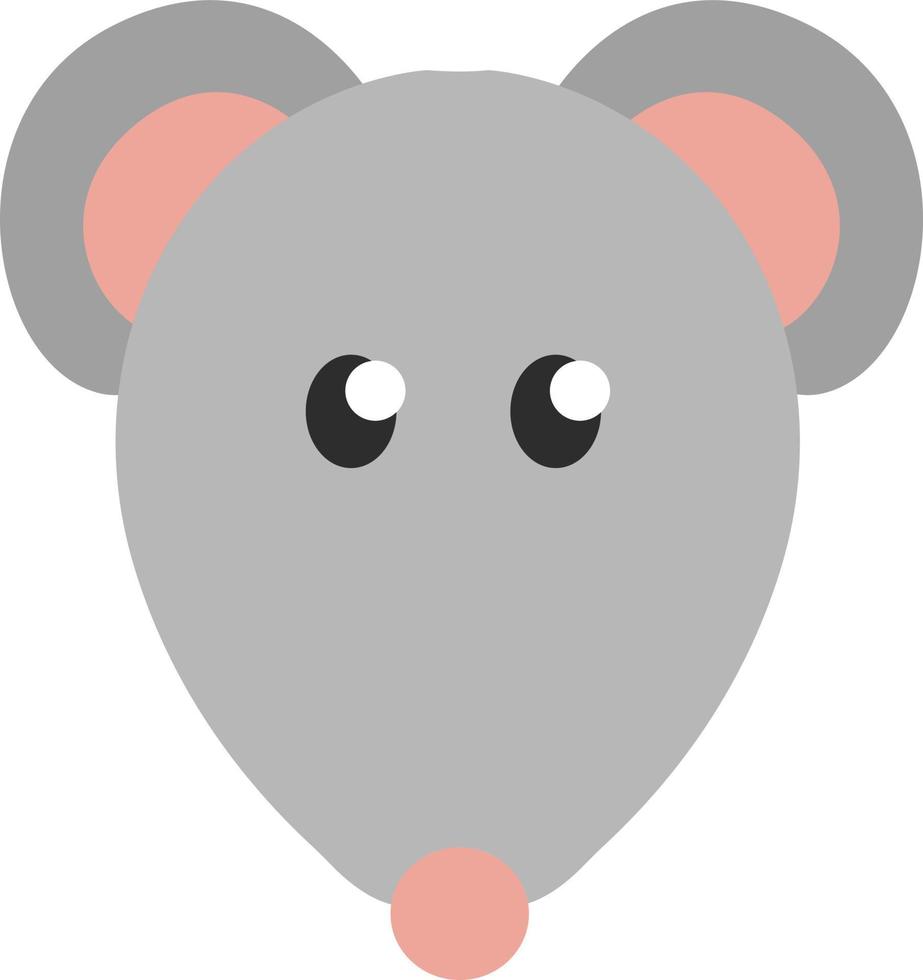 Cabeza de ratón gris, ilustración, vector sobre fondo blanco.