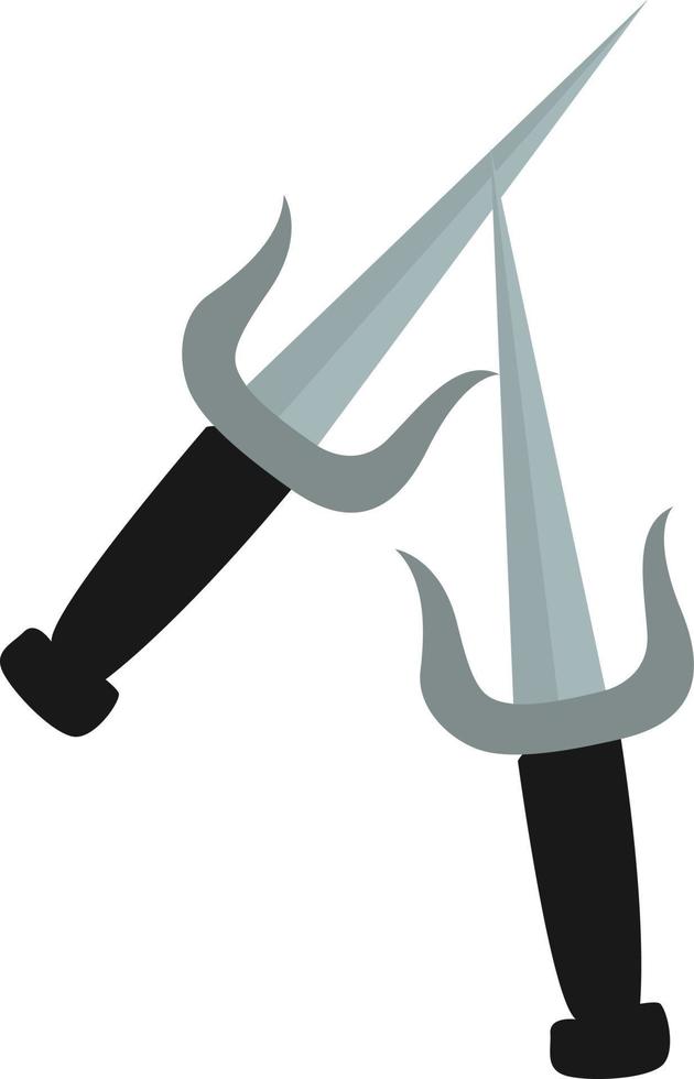 Kunai knife, illustration, vector on white background.