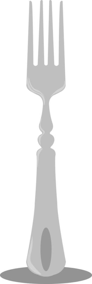 Silver fork, illustration, vector on white background.