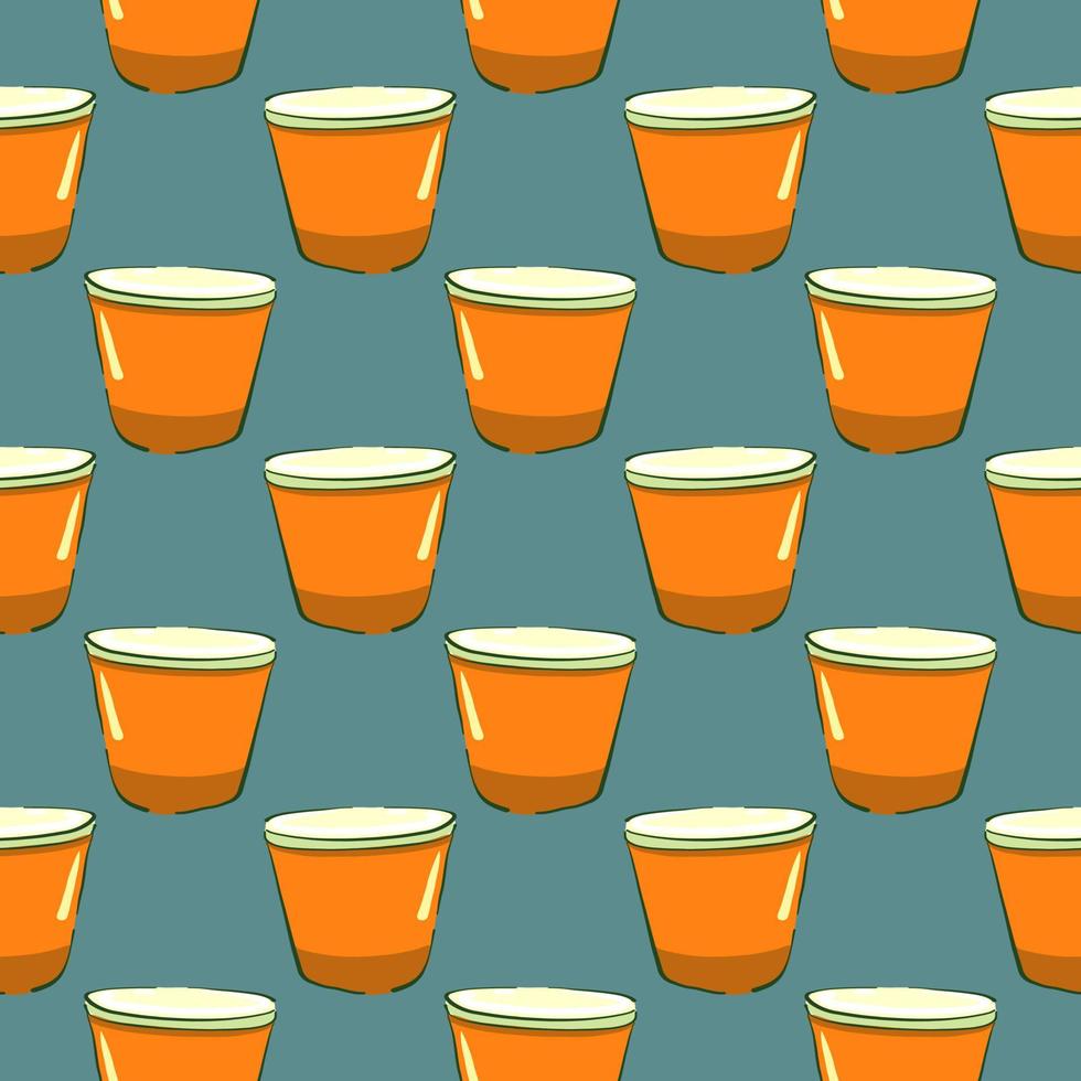 Cup of coffee , seamless pattern on a mint green background. vector