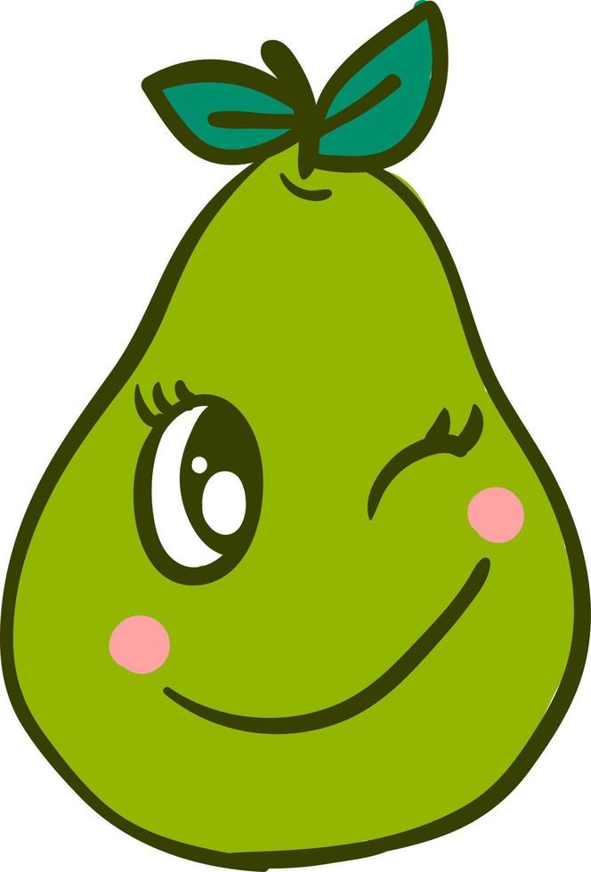 Winking guava, illustration, vector on white background.