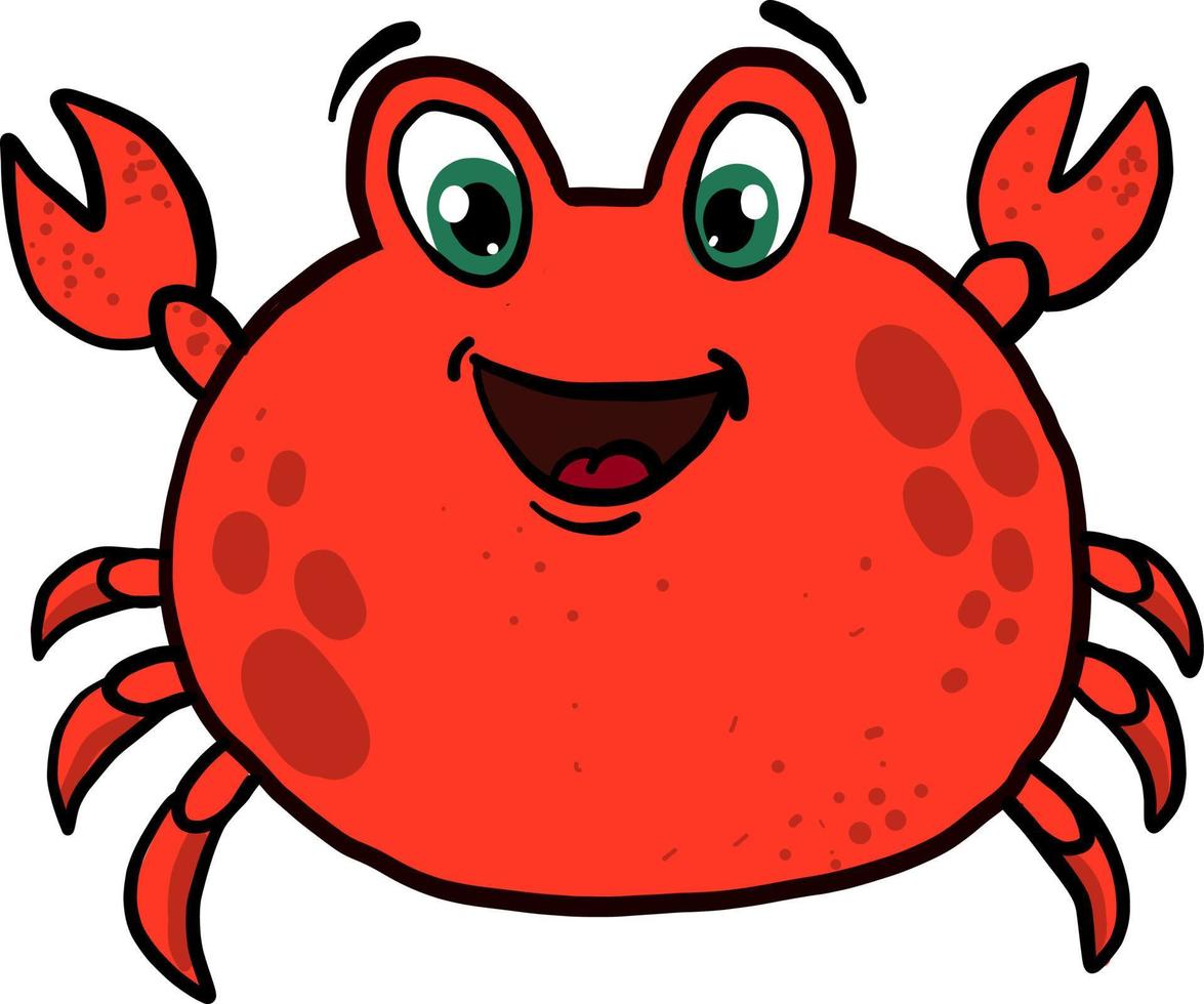 cangrejo feliz, ilustración, vector sobre fondo blanco