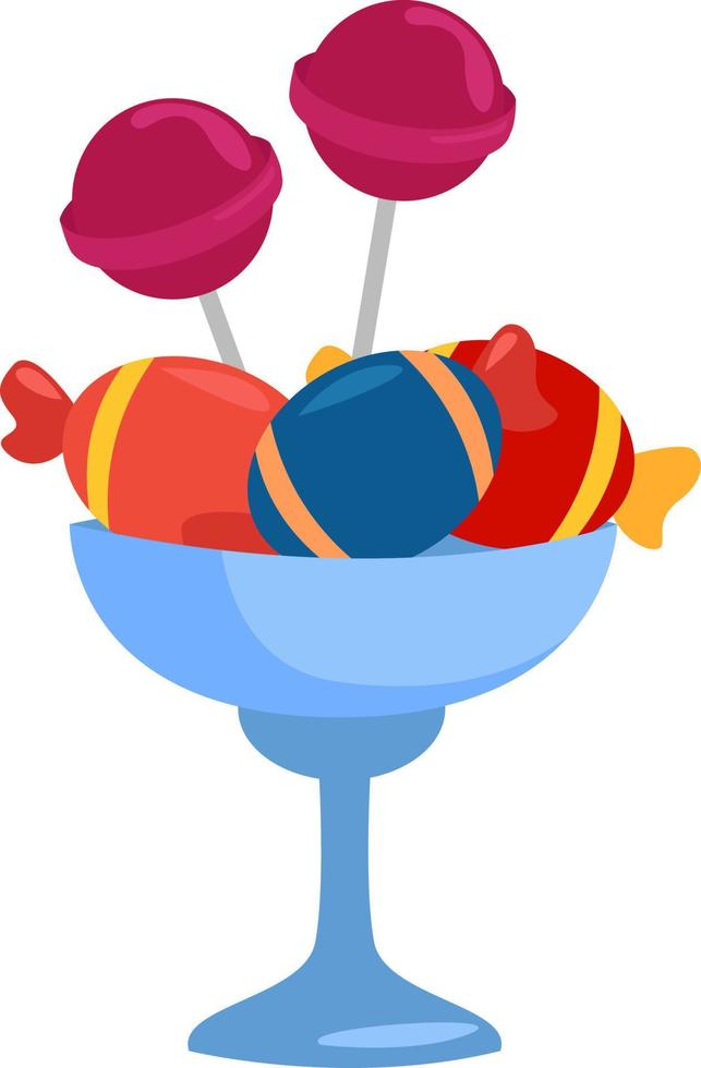 Candy bowl, illustration, vector on white background.