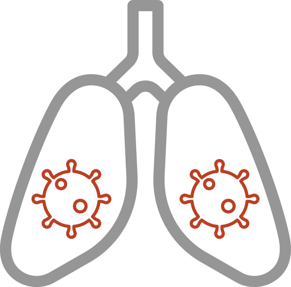 Covid in the lungs, illustration, vector on a white background.