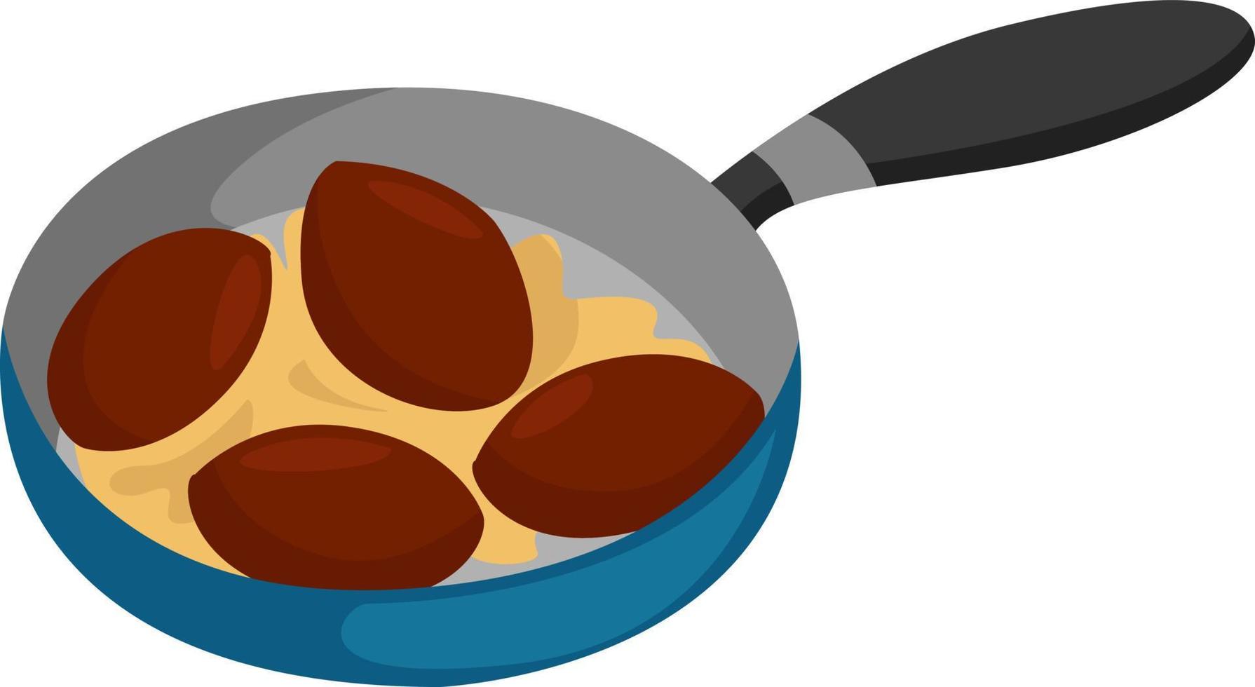 Frying pan, illustration, vector on a white background.