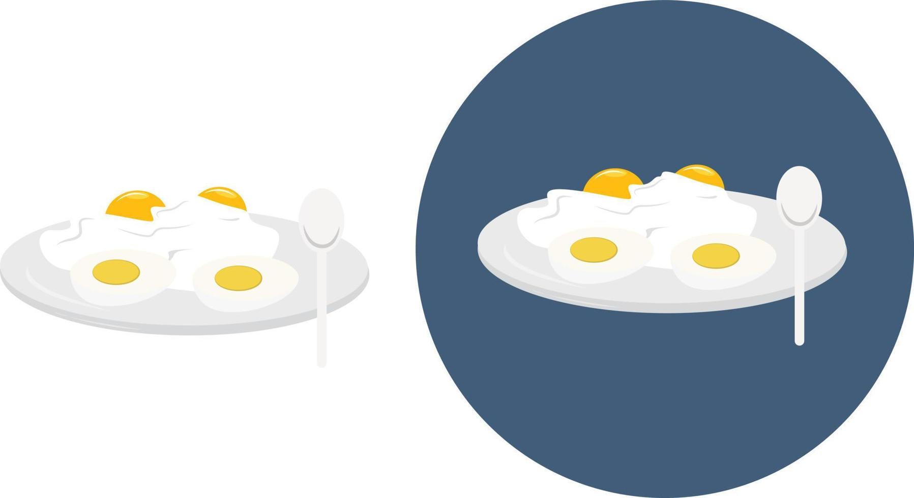 huevos fritos, ilustración, vector sobre fondo blanco.