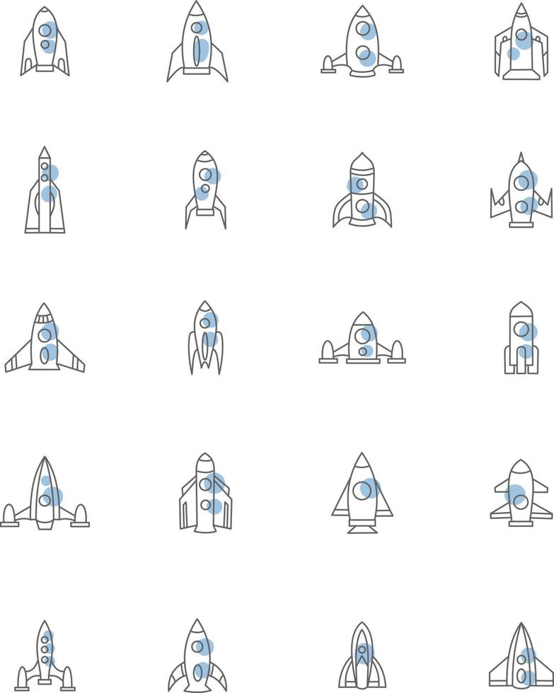 paquete de iconos de nave espacial, ilustración, vector sobre fondo blanco.